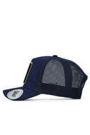 Navy Trucker Hat with X Fashion Rose Patch