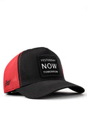 yesterday now tomorrow logolu cordura siyah-krmz trucker sapka