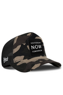 Camo & Black Trucker Hat with Yesterday Now Tomorrow Patch - BlackBork