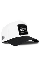 Black & White Baseball Cap with Yesterday Now Tomorrow Patch - BlackBork