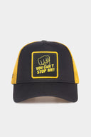 you can t stop me logolu siyah-sar trucker sapka